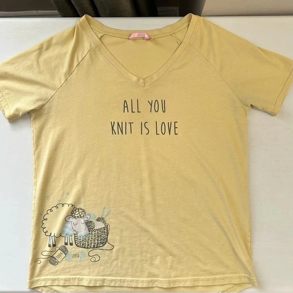 La Vie en Rose Pajama Set 3PC Sleepwear Top Shorts Capris Grey Yellow Small - Picture 14 of 16